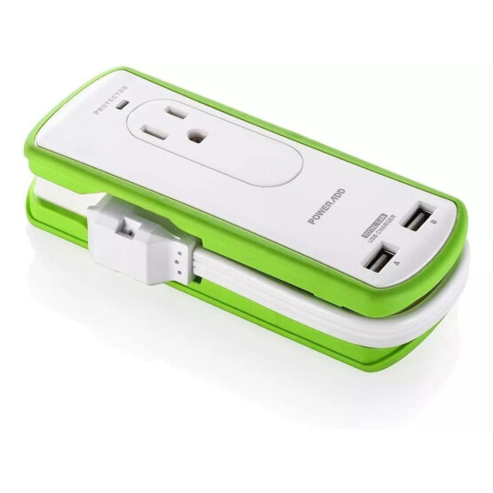 Philips Power Multiplier, Mini Portable Travel Surge Protector with Dual USB